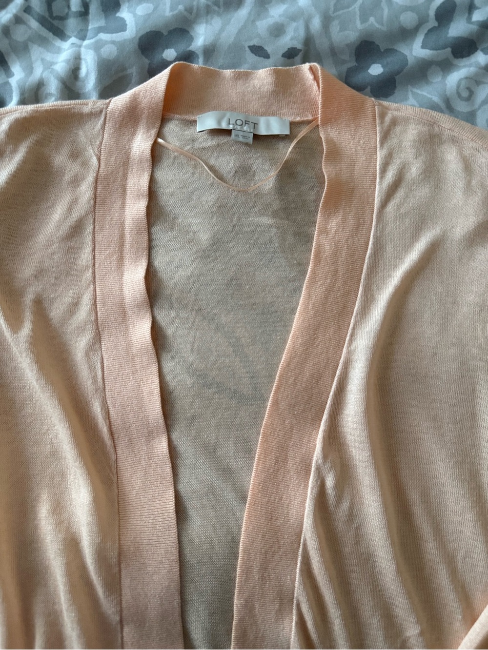 LOFT Peach Open-Front Lightweight Cardigan